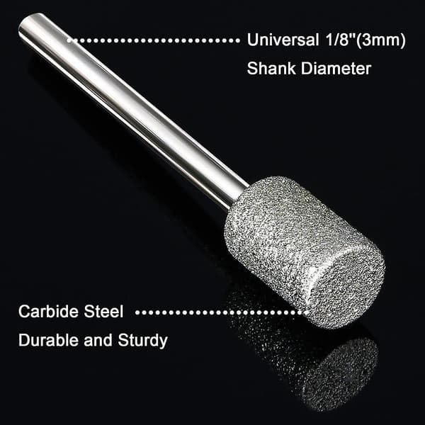 Stone Carving Set, 12 Pcs Diamond Burrs for Stone Glass Ceramic Tools (4mm 5mm 6mm 8mm 10mm 12mm) [db] silver silver