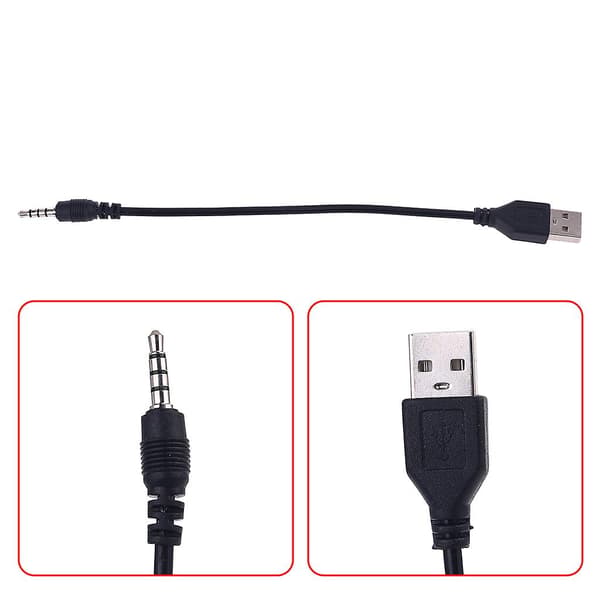 USB-hunn til 3,5 mm lydstereo hodetelefonkontaktkabel for MP3 MP4 Svart