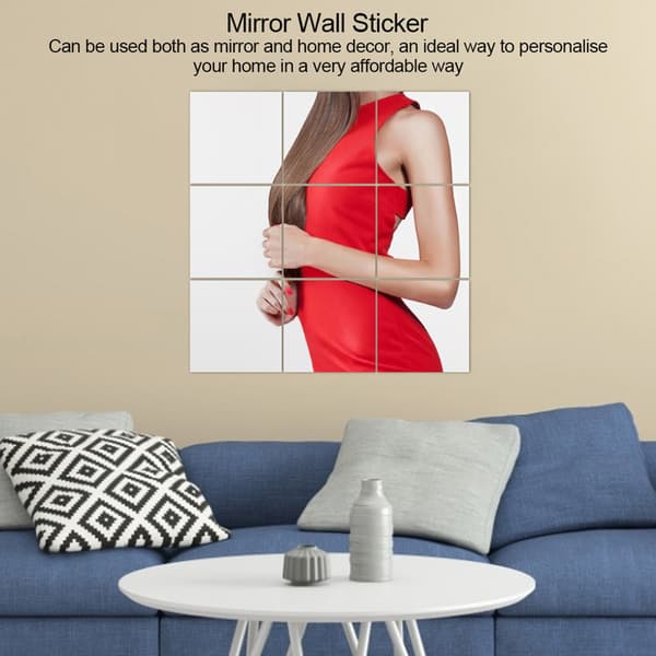 16 Pcs Self-Adhesive Square PVC Mirror Wall Decals for Home Window Tile