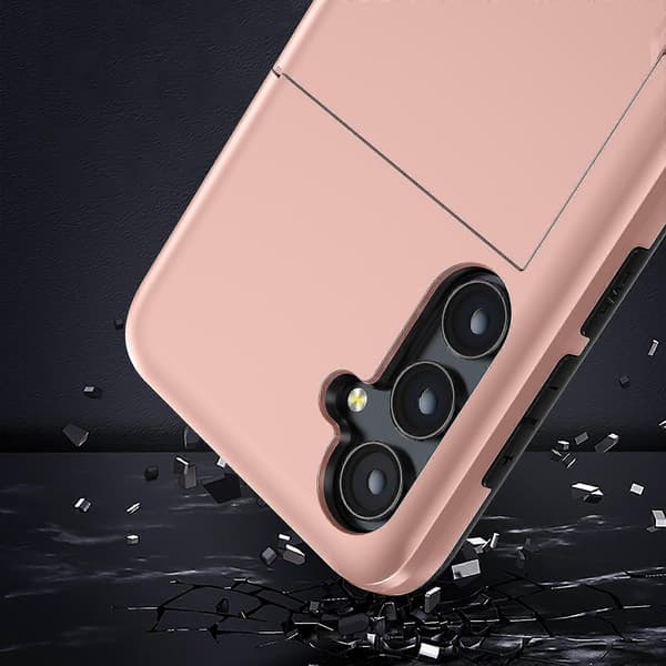 För Samsung Galaxy A55 5G Mobilskal TPU + PC Skydd med Skjutbart Korthållare