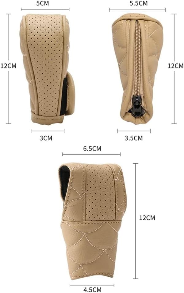 Beige, 1 stk. automatisk gearknopbeskyttelse, åndbart PU-læder gearknopbeskyttelse, bilinteriør