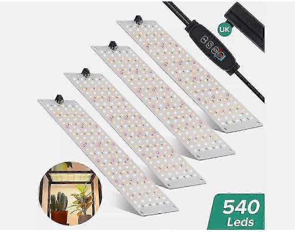 540 LED Vekstlampe Fullspektrum Innendørs Vekstlampe 4 Paneler Dimbar Timer