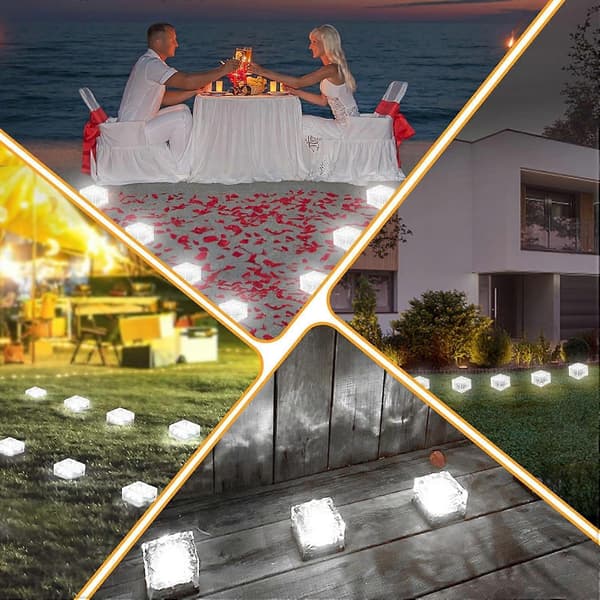 Solar Powered Paver Lights White 2-pack - Waterproof LED Solar Lights for Garden Lighting (FMY)