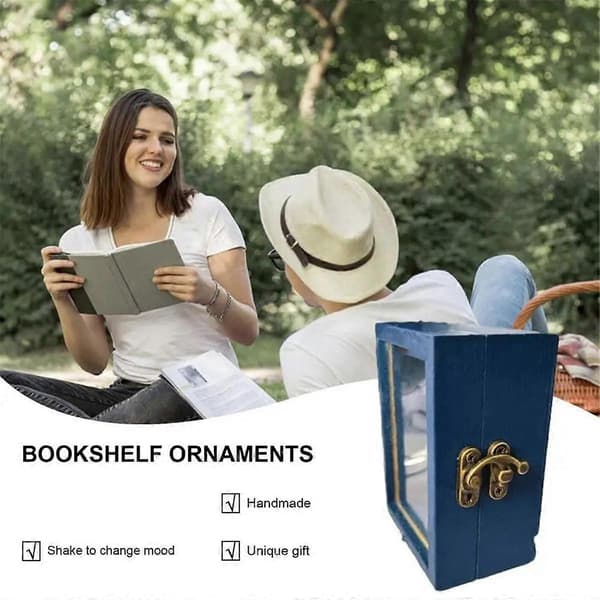 Miniature Bookshelf Pocket Anxiety Bookshelf Wooden Small Book Library Stress Reliever Bookshelf Tabletop Model