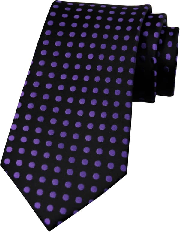 Herre slips silke forretningsslips klassisk prikket slips til dimission bryllupper forlovere fest 01-lilla - 01-purple Dot