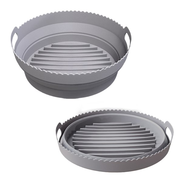 Silikon Airfryer Bakform Rund Airfryer Mat Multifunktionell Ugnsbakplåt Grå Gray Folding