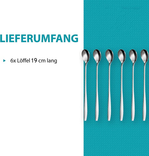 6-delte latte-skjeer, 19 cm rustfritt stål langt håndtak blanding-FA-