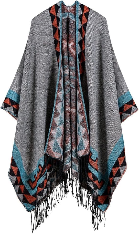 Dameponcho Oversized Tartan Poncho Cape Teppe Sjal Cardigans med Dusk 130 x 150 cm