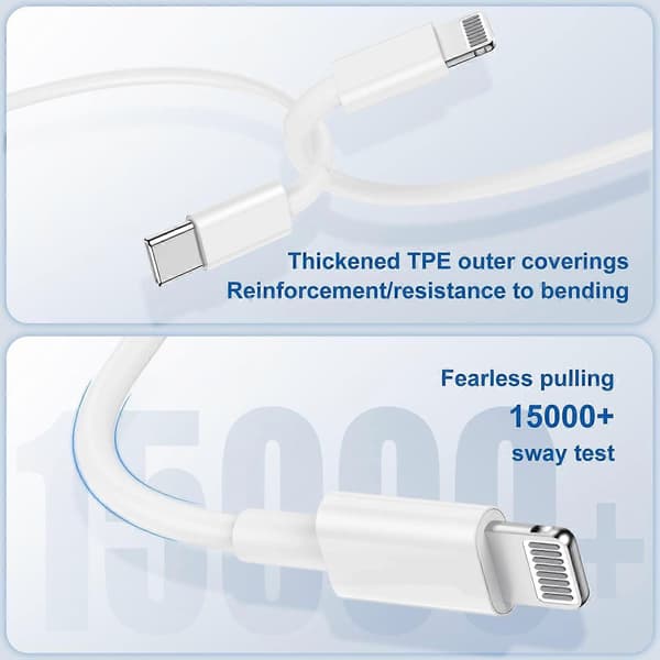 Ladekabel Hurtiglading, [2-pakning/2M + 3M] Lang USB C til Lightning Ladekabel, Type C 2