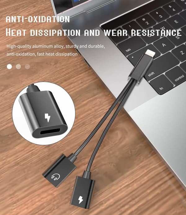 iPhone-hodetelefonadapter og splitter 2-pakning iPhone-adapter til doble Lightning-portkabelomformere Kompatibel med iPhone 12/14/14 Plus/13/13 Pro/11