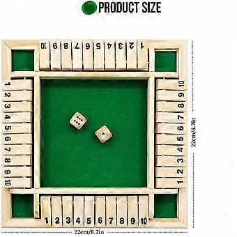 1-4 spillere Shut The Box terningespil, klassisk 4-sidet træspil med terninger til børn og voksne, bordversion og pubspil legetøj