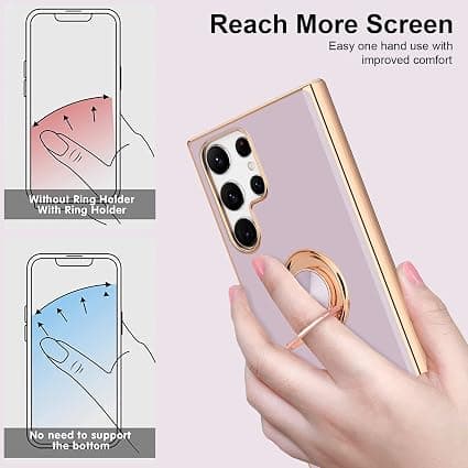 Lilla, Etui Kompatibelt med Samsung S22 Ultra 5G Ring Silikone