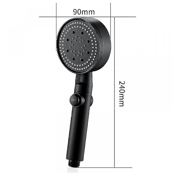 5 Modes Water-Saving Shower Head Adjustable Pressurized Shower One-Button Stop Water Massage Shower White