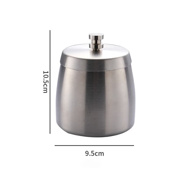 Windproof Stainless Steel Ashtray with Lid, Outdoor Ashtray with Non-Slip Bottom, Silver, Medium Size