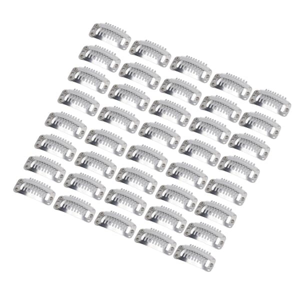 40 stk. parykklemmer i rustfrit stål DIY 9-tands snapkam hårforlængerclips tilbehør 1,3 tommer sølv