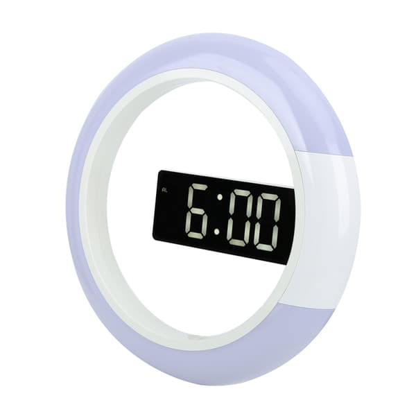 Innovative LED Wall Clock Modern Style Home Decor with Alarm, Temperature and Light Function White