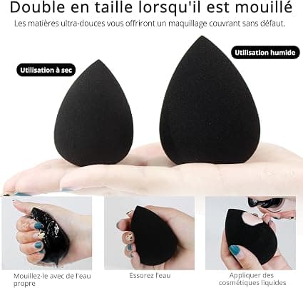 5-pack svarta sminksvampar, latexfria och veganska