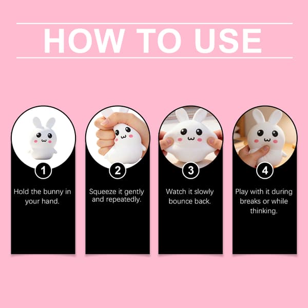 White Rabbit Squeeze Toy: A Portable Stress Reliever for Everyday and Office Use, Perfect for Parent-Child Interaction
