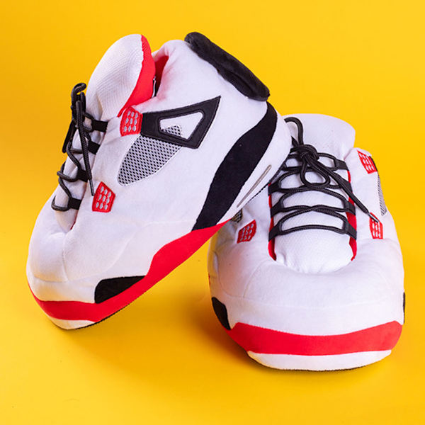 AJ Sneaker-like Patch Slippers Creative Wrap Fuzzy Warm Winter Drag Shoes E E