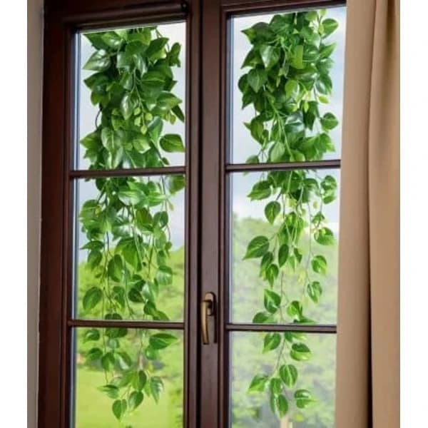 2-pack Window Decals Green Leaf Vines Static Clings Double-Sided Reusable for Home Office Glass Windows 60 x 30 cm