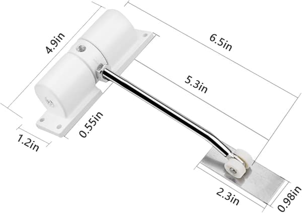 Automatic Spring Door Closer, Adjustable Indoor Door Spring Closer, Silent Automatic Door Closer (White)