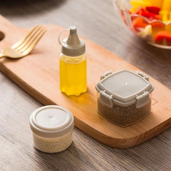 Mini Pressflaskor Set med 12, Klämflaska, Salladsdressingbehållare, Utomhus Picknick Grill Kryddflaskor, Kryddlåda, Grå