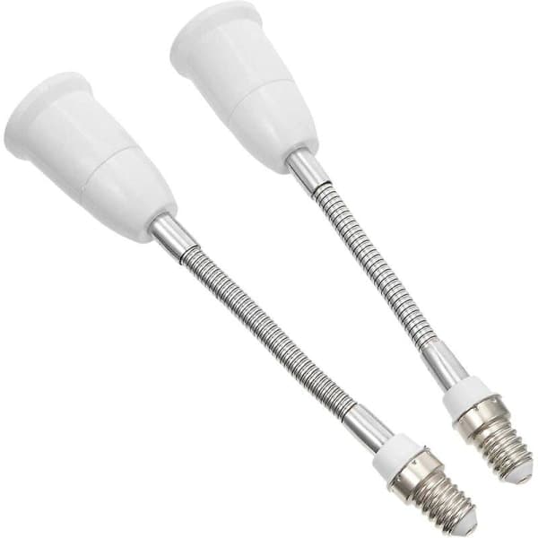 2-pakning E14 til E27 Lampeholder Forlengelsessokkel, Sammenleggbar Lampeadapter med Skruebase, Justerbar, for Hjemmet (E14 til E27, 20 cm)