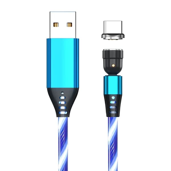 Magnetisk LED-opladerkabel med flow - 540° roterende, lysende ledning [CO]
