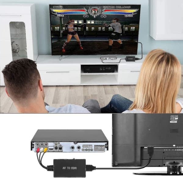 RCA til HDMI-konverter, komposit til HDMI-adapter understøtter 1080p PAL/NTSC A