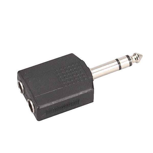 6,35 mm Mono Plugg Hann Til 2 x 6,35 mm Mono Jack Lydadapter
