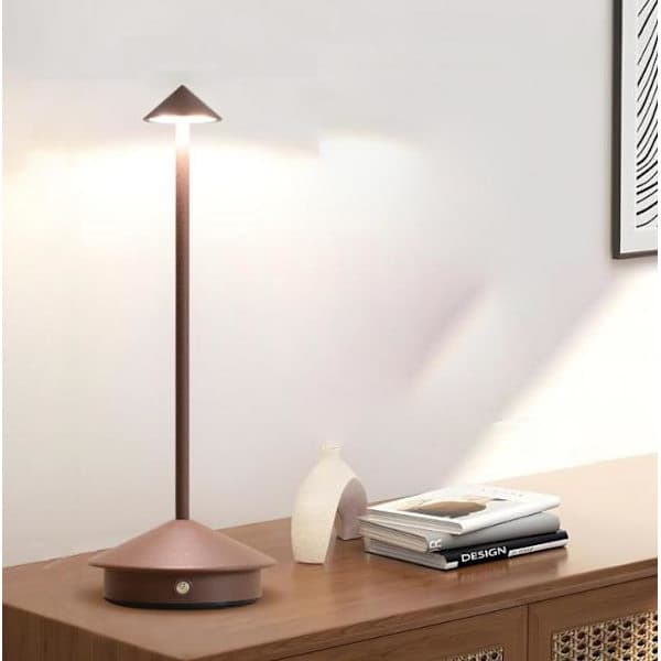 Dimmable LED Table Lamp in Aluminum, Peak Mushroom, IP54 Rated, Plug Base, Height 29 cm, EU Plug