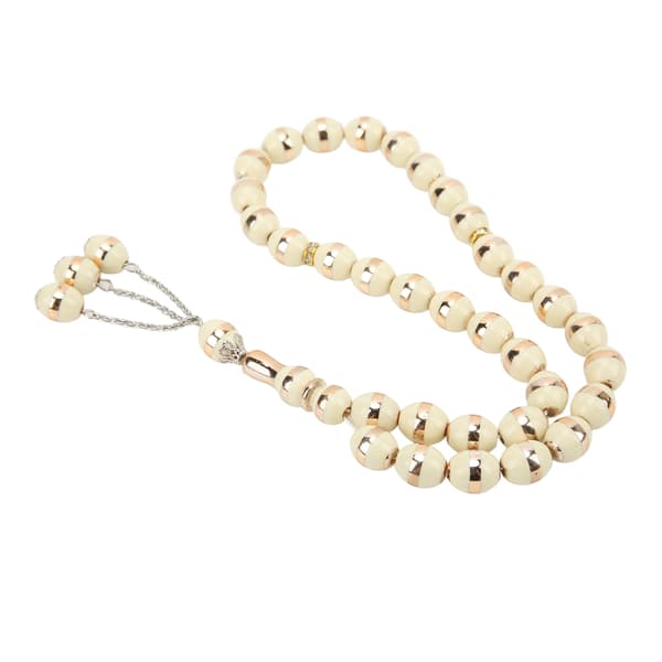 Beads Rosary 33 Grains Exquisite Unique Pattern Religious Item Worship Prayer Accessories Beige