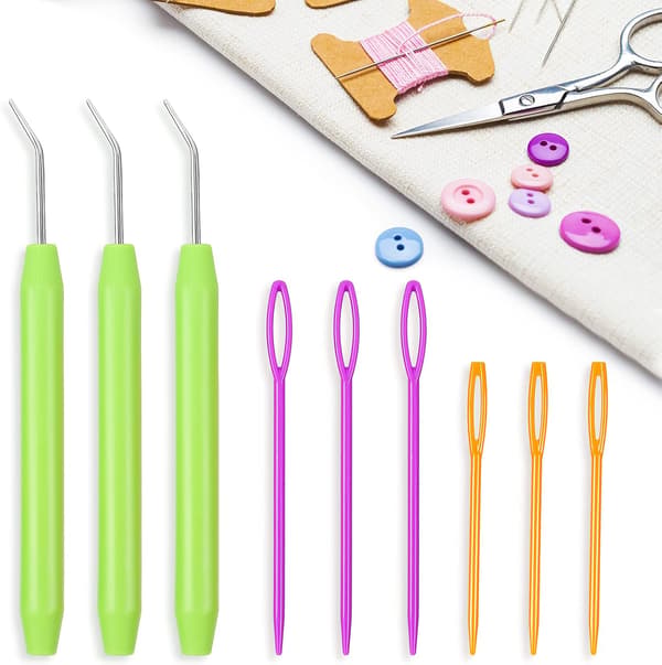 9 stk. strikkevev krok nålkrok med gummigrep og Bi