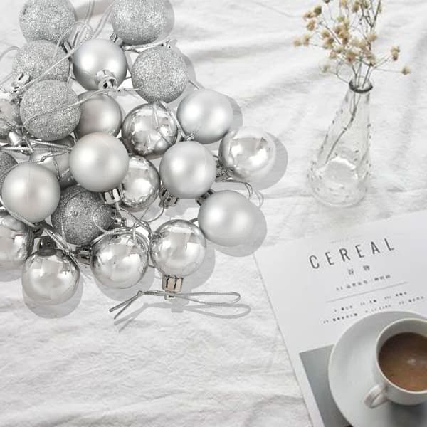 24 st glänsande XMAS-kulor enkel chic silver julgransprydnad
