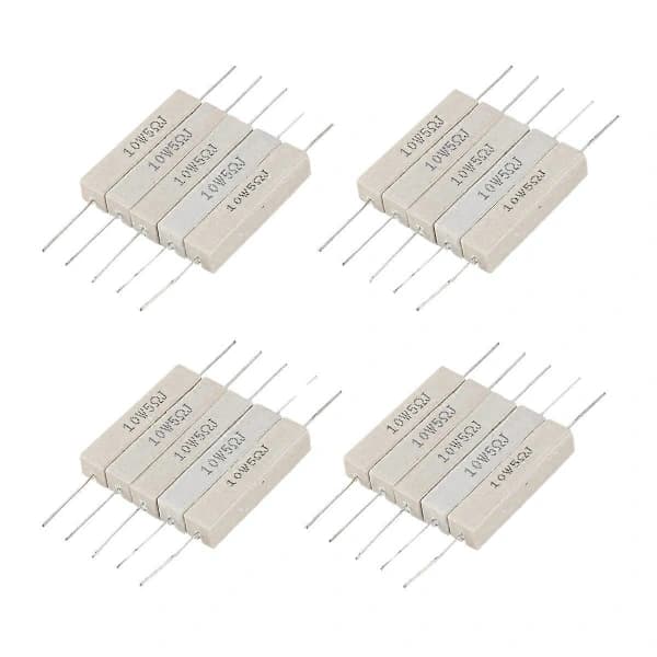 5st Trådlindat Keramiskt Cementmotstånd 5 Ohm 10W Watt 5%