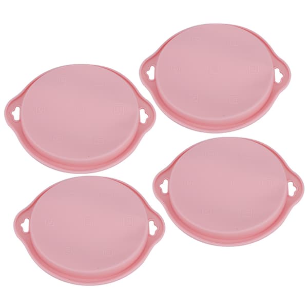 4pcs Silicone Cake Molds, Round Bread Pans, Cake Pans, Non-stick Baking Tools (Pink S)