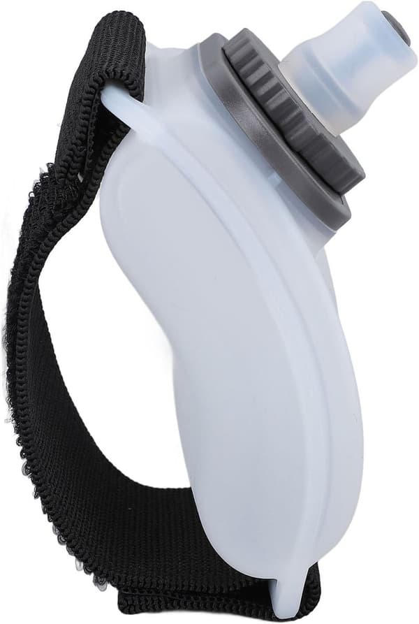 Handled Sport Water Bottle, 200ml, Silicone with Adjustable Rope, Leak-Proof for Running & Cycling, White