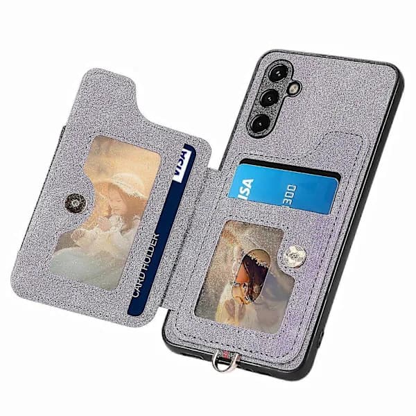 For Samsung Galaxy A34 5G Case RFID Blocking Card Slot Retro Leather + TPU Phone Case Purple