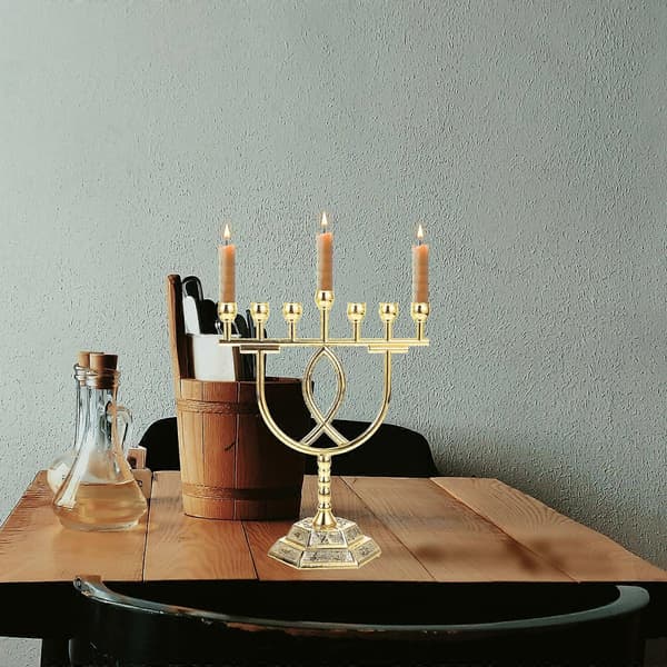 Menorah 7-armad Religiös Ljusstake Metall Ljusstake Bordsljusstake Dekor
