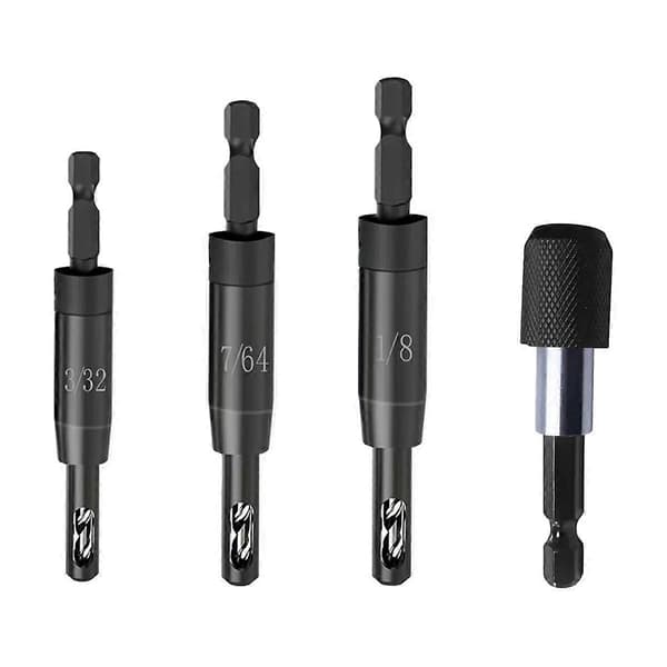 Selvcentrerende bor 3/32\", 7/64\", 1/8\" med bitholder til 1/4 tomme bits sekskantsskaft, borcenter lokaliseringsbor