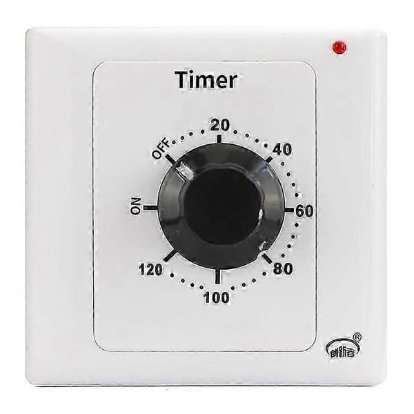 120 Min Timer Switch, AC 220V 15A Intelligent Mekanisk Nedtællingstimer Stikkontakt Tidsafbryder 86 Panel Timer Kontrolknap