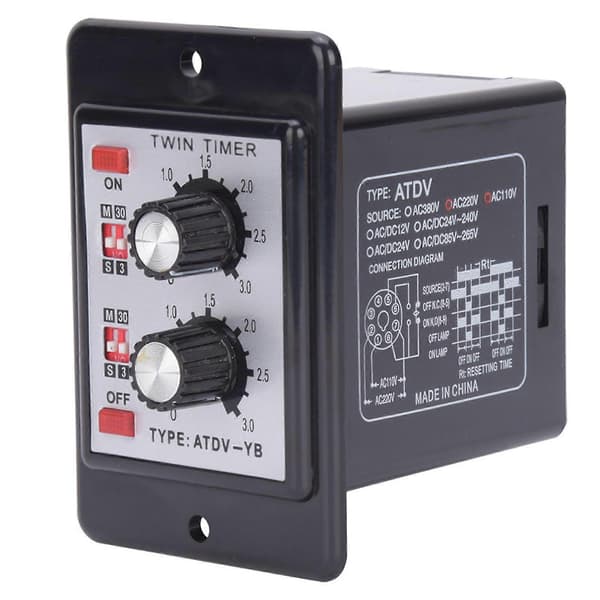 Knapstyret tidsrelæ tænd/sluk dobbelt timerrelæ ATDV YB AC110v 220V50/60Hz
