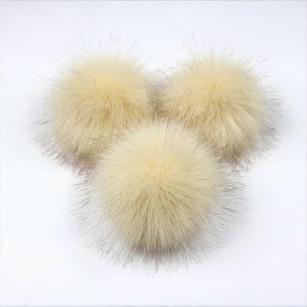 12 stk. store, fluffy, naturlige plys-hattevedhæng til kvinder og børnehatte med knap (8 cm i diameter)