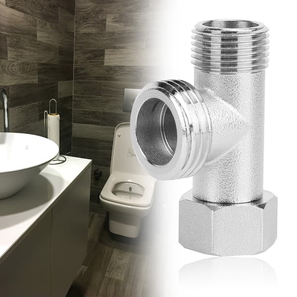 2 stk 3-veis tilkoblingsventil toalettomkaster ventiladapter spyleventil (EU3/8)