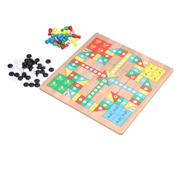 2-in-1 Multifunctional Wooden Flying Chess Five-in-a-row Educational Toy Board Game (2-in-1 Chess)
