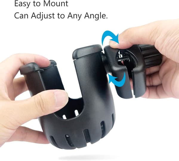 A pink stroller drink holder, universal drink holder for bicycle, bottle holder, trolley, stroller, mountain bike, stroller