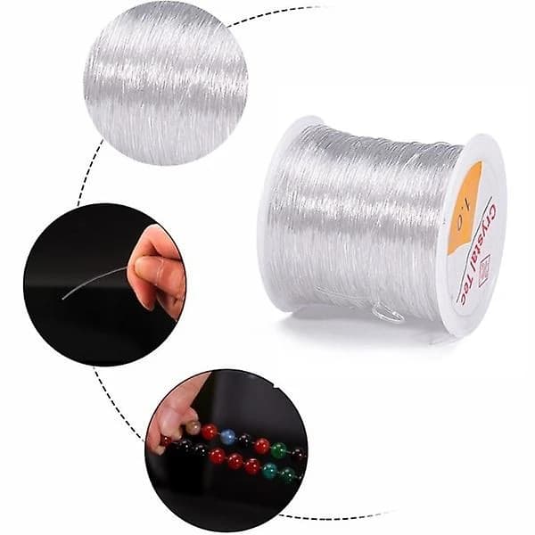 Large roll of transparent elastic thread for jewelry making 100 m transparent 0.6 mm