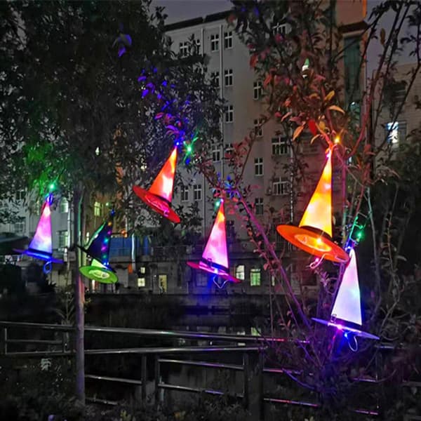 Halloween heksehue lysende troldmandshat magikerhat (rød)