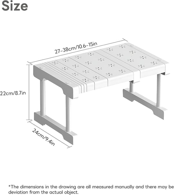 Kitchen Shelf Telescopic Storage Shelf Extendable Wardrobe Shelf Multifunctional Storage Shelf White