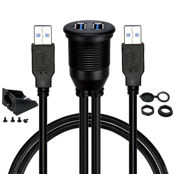 Bil Indbygget Monteringsforlængerkabel USB 3.0 Han til USB 3.0 Hun Forlængerledning [DB]